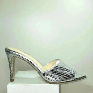 L' AGENCE Lolita Open Toe Snake Embossed Mulles retail price 445